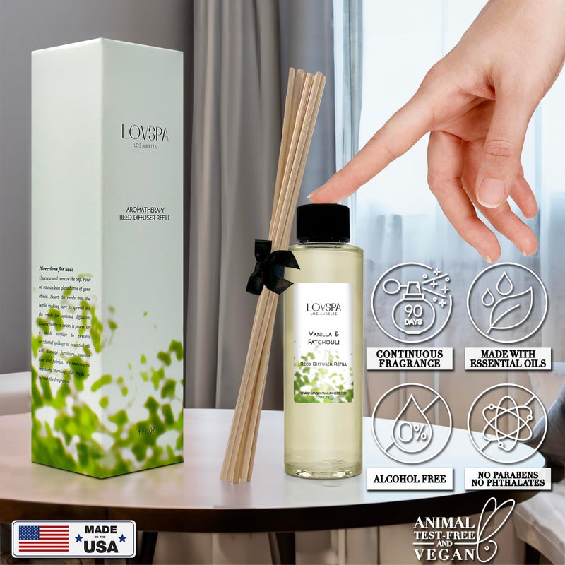 LOVSPA Vanilla & Patchouli Diffuser Oil - Luxury Essential Oils for Diffuser Refill & Air Freshener Room Spray - Long-Lasting & Natural Home Fragrance, Scented Oil for Diffusers, USA Made, 4oz - Image 5